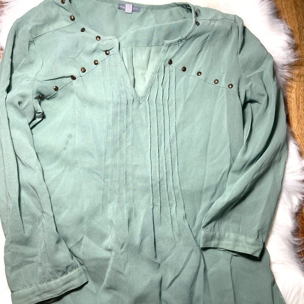 Charlotte Russe teal slightly see through 3/4 sleeve length blouse top